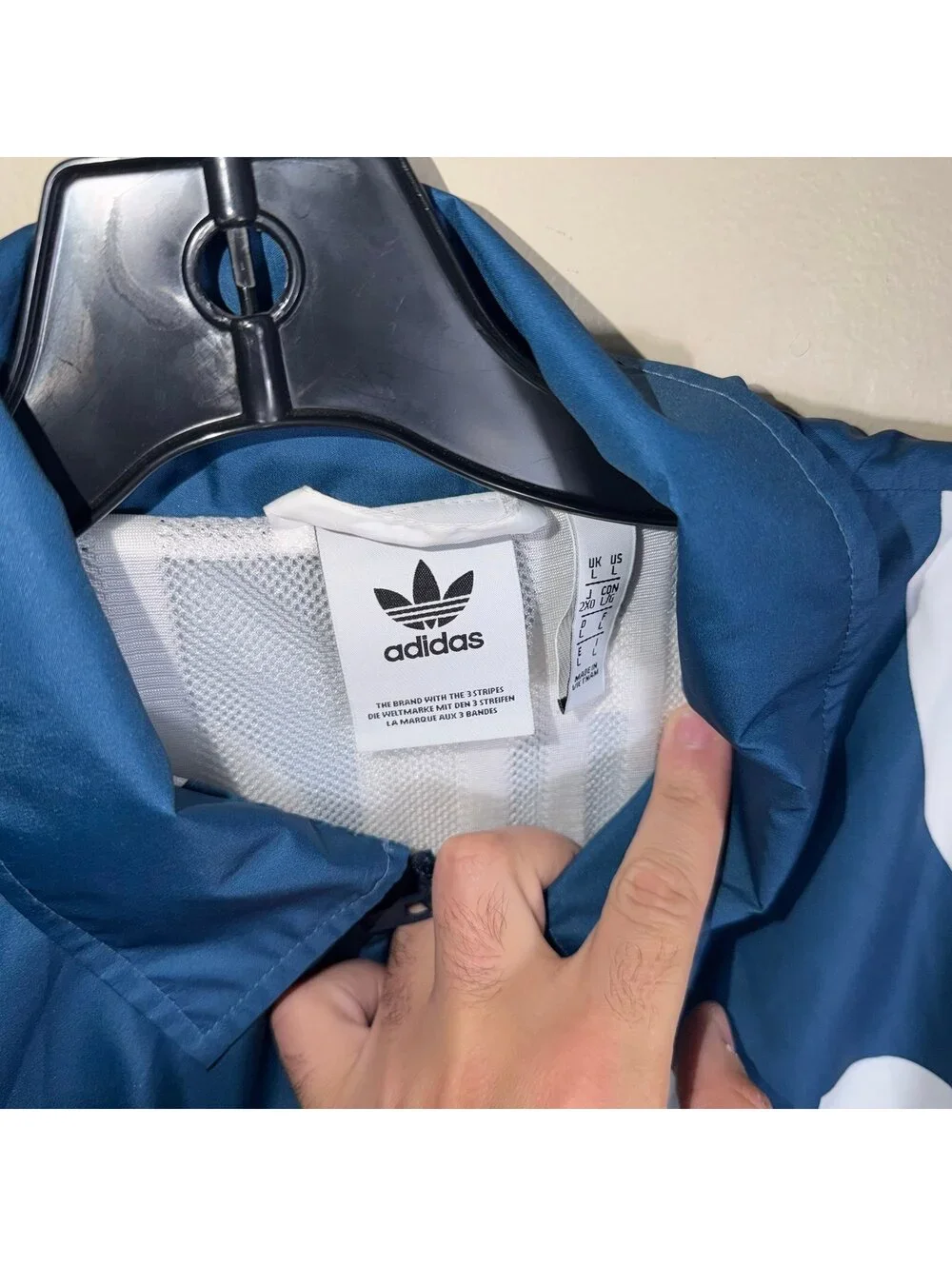 Adidas Originals Blue Spellout Windbreaker Mens LG Vtg y2k 90s Rare